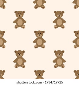 Brown Teddy Bear Seamless Pattern Vector Stock Vector (Royalty Free ...