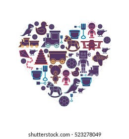 pattern toys in heart shape