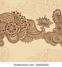 Pattern with traditional indian ornamental design. Floral background with indian ornament. Seamless pattern for your design wallpapers, pattern fills, web page backgrounds, surface textures.