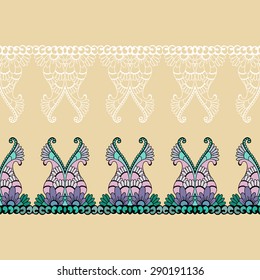 Pattern with traditional indian ornamental design. Floral background with indian ornament. Seamless pattern for your design wallpapers, pattern fills, web page backgrounds, surface textures.