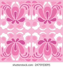 pattern is traditional local fabric design featuring floral and foliage motifs in continuous ikat patterns.  the background is beautifully shaded in tones of pink, suitable for fashion. sweet color.