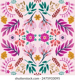 pattern is traditional local fabric design featuring floral and foliage motifs in continuous ikat patterns.  the background is beautifully shaded in tones of pink, suitable for fashion. sweet color.
