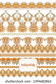 Pattern with traditional paisley. Floral vector illustration in damask style. Good for the cover of a notebook, tablet, phone. Colored vector illustration.

