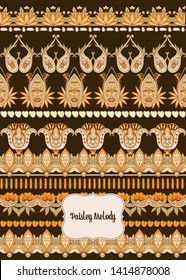 Pattern with traditional paisley. Floral vector illustration in damask style. Good for the cover of a notebook, tablet, phone. Colored vector illustration.
