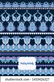 Pattern with traditional paisley. Floral vector illustration in damask style. Good for the cover of a notebook, tablet, phone. Colored vector illustration.

