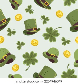 pattern with traditional st patrick elements different leprechaun hats