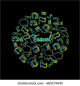 pattern travel black vector eps10