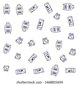 pattern of travel suitcase with bus and ticket travel