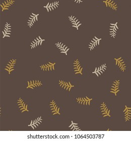 Pattern tree branches on brown background. Twig tree seamless pattern. Bare branches on brown pattern background