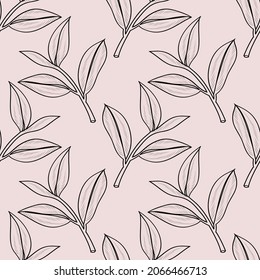 Pattern Tree laurel.Image in the style of engraving on a white and colored background.