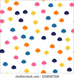 Pattern of trees of different colors. Bright trees for fabric, wallpaper.