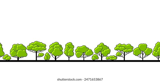Pattern with trees. Spring or summer stylized plants.