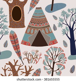 Pattern with trees. Vector illustration