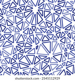 Patrón de Formas triangulares. Tamaño de triángulos compactos. Estilo de tono mono. Triángulos redondeados perfilados. Patrón repetible. Cielo brumoso azul. Azulejos de Vector increíbles. Ilustración vectorial perfecta.