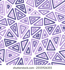 Pattern of triangle shapes. Large triangles size. Multiple repeated inner triangles. Mono tone colored style. Repeatable pattern. Amazing vector tiles. Seamless vector illustration.