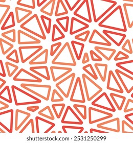 Pattern of triangle shapes. Medium triangle size. Mono tone style. Rounded triangles outlined. Repeatable pattern. Sunset glow. Amazing vector tiles. Seamless vector illustration.