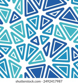 Pattern of triangle shapes. Rounded solid shapes in frames. Big triangles size. Multiple colors style. Repeatable pattern. Amazing vector tiles. Seamless vector illustration.