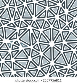 Pattern of triangle shapes. Rounded solid shapes in frames. Medium triangles size. One tone colored style. Repeatable pattern. Amazing vector tiles. Seamless vector illustration.