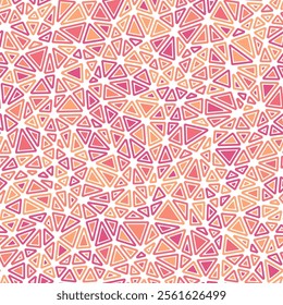 Pattern of triangle shapes. Rounded solid shapes in frames. Compact triangles size. Multicolored style. Repeatable pattern. Amazing vector tiles. Seamless vector illustration.