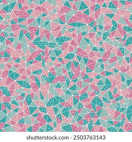 Pattern of triangle shapes. Small triangles size. Multiple repeated inner triangles. Multiple colors style. Repeatable pattern. Amazing vector tiles. Seamless vector illustration.