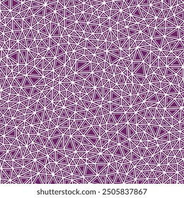 Pattern of triangle shapes. Tiny triangles size. Solid shapes in frames. Solid Color style. Repeatable pattern. Amazing vector tiles. Plum Orchid Harmony. Seamless vector illustration.