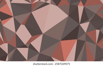 A pattern of triangles in a brownish color. The triangles are of different sizes and are arranged in a way that creates a sense of depth and movement. Scene is one of complexity and visual interest