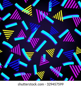 Pattern with triangles on black background