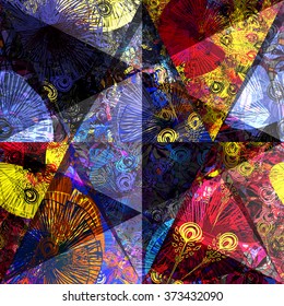 The pattern of triangles and rhombuses in the form of stars