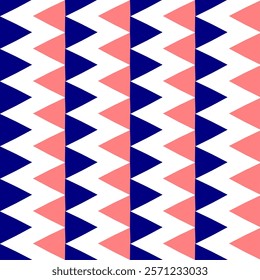 pattern with triangles, seamless pink and blue zigzag line on white pattern, vertical Zig zag chevron blue on white tile repeat seamless pattern replete image design for fabric printing