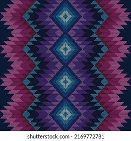 Pattern tribal purple blue pink ikat Geometric folklore ornament with diamonds tribal ethnic vector texture seamless striped