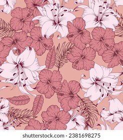 pattern tropcial summer flowers texture