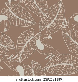 pattern tropcial texture palm animal tucan