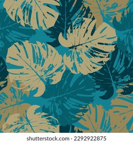 pattern of a tropical artwork, with multicolored hand drawn elements and funny minimalist background, perfect for textile and decoration Monstera pattern perfect for fashion and decoration