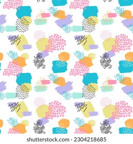 pattern of a tropical artwork, with multicolored hand drawn abstract elements