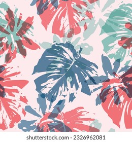 pattern of a tropical artwork, with multicolored hand drawn elements and funny background Colorful endless background