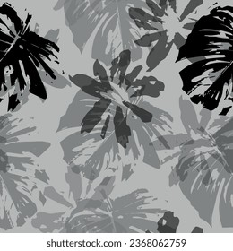 pattern of a tropical artwork, with multicolored hand drawn elements, perfect for fabrics and decoration leaves pattern