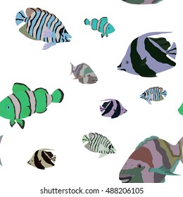 pattern with tropical fishes 1. vector