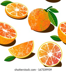 pattern with tropical fruits. orange