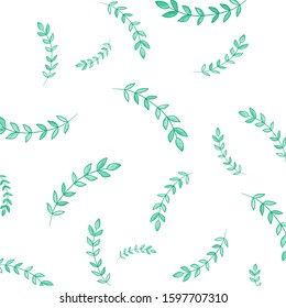 Pattern of tropical green leaves isolated on white background. Floral Design elements. wedding invitations, greeting cards, blogs, posters. vector - Illustration