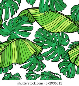 pattern with tropical leaves 
