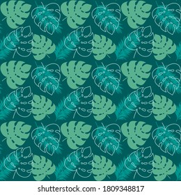 Pattern from tropical leaves. Background for banners, cards, postcards. Vector illustration