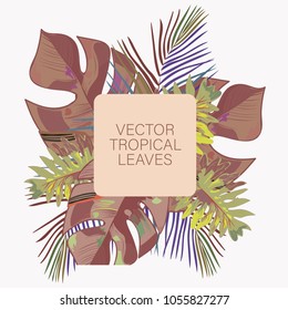 pattern with tropical leaves in bright colors