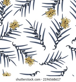 Pattern with tropical leaves and flowers. Suitable for textiles and paper
