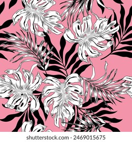 PATTERN TROPICAL LEAVES PINK HAWAII