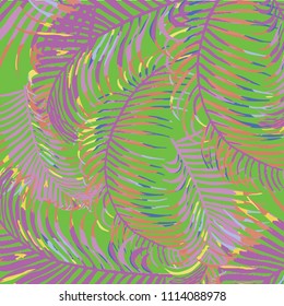 Pattern with tropical leaves. Swimwear botanical design.