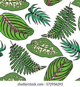 pattern with tropical leaves. vector