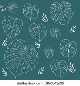 Muster aus tropischen Blättern. Vektorgrafik im Doodle-Stil für Hochzeitsdekoration, Grußkarte, Gruß, Druck und anderes Vintage-Blumendesign.