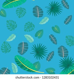 Pattern tropical leawes. Jungle background, vector illustration