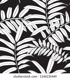Pattern of tropical palm, leaves of the jungle. Vector floral pattern.