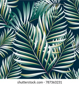 Pattern of tropical palm, leaves of the jungle. Vector floral pattern.